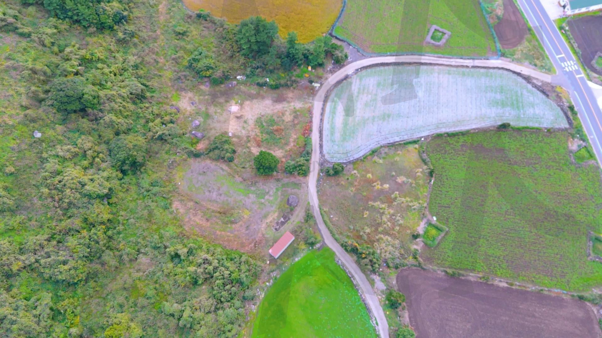 제주도 안덕면 사계리 산방산 아래에 있는 제주 시골마을의 아름다운 풍경을 드론으로 촬영한 영상.겨울이지만 배추,당근 양배추 등이 푸르게 자라고 있는 힐링되는 자연 | 제주도, 여행, 힐링, 감성, 산방산, 풍경, 배경, 초록, 겨울 | 스탠바이 STANDBUY 디지털 콘텐츠