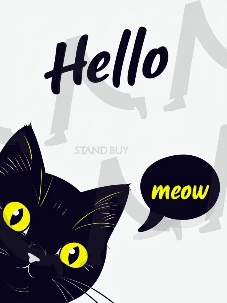 Hello Cat | 배경, 일러스트, 고양이, 고양이 일러스트, 고양이 배경, ai | 스탠바이 STANDBUY 디지털 콘텐츠