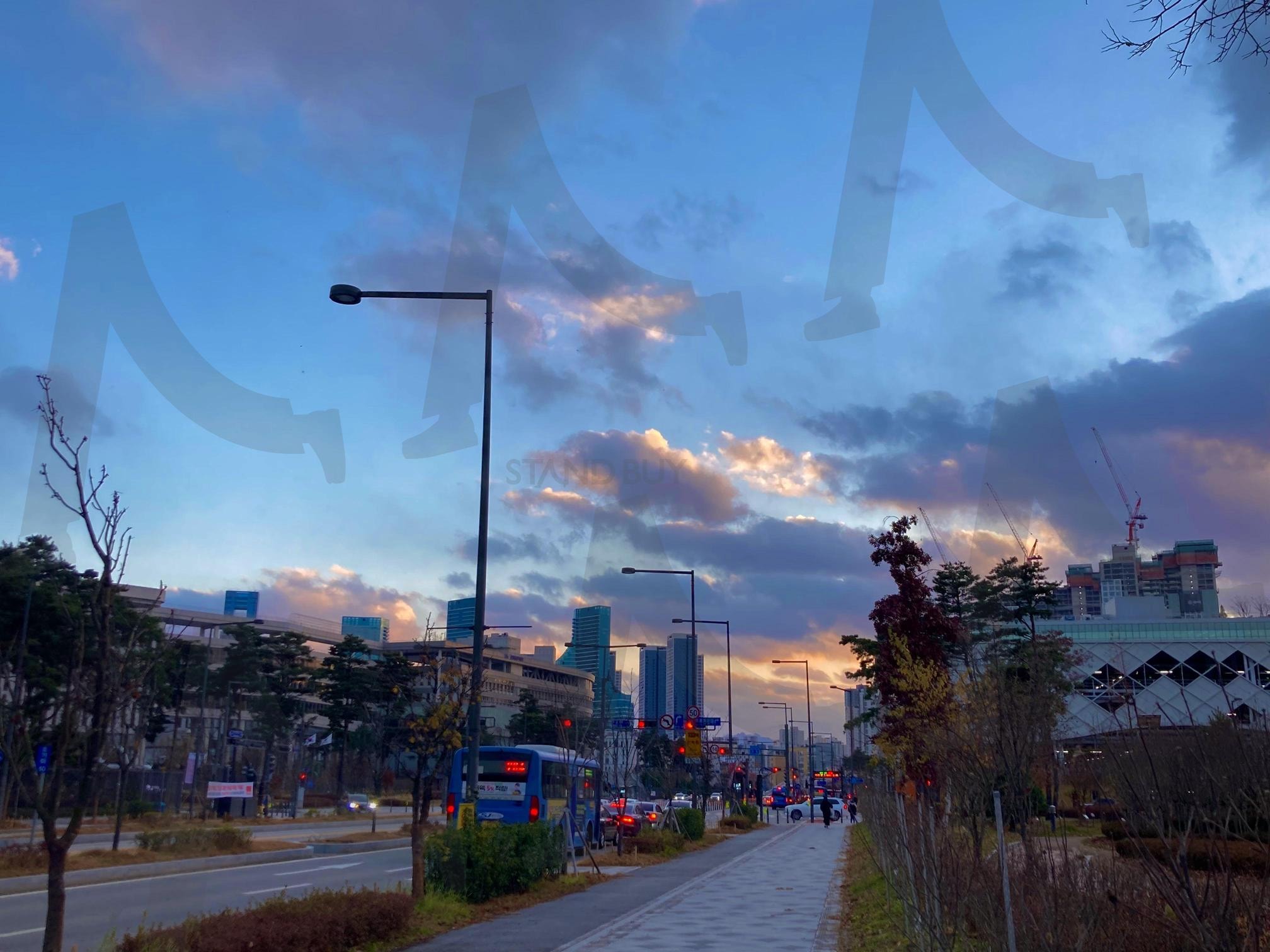 도시의 겨울 황혼 | 도시감성, 황혼, 겨울하늘, 도시풍경, 일상스냅, 가로등, 도시실루엣, 감성사진 | 스탠바이 STANDBUY 디지털 콘텐츠