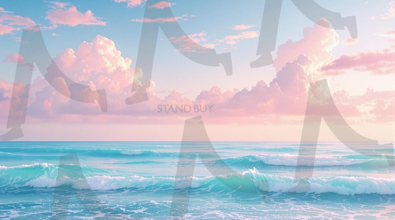 파스텔 파도: 고요한 바다의 꿈_2 | 바다, 파스텔바다, 파스텔, 핑크, 핑크하늘, 푸른바다, ai | 스탠바이 STANDBUY 디지털 콘텐츠