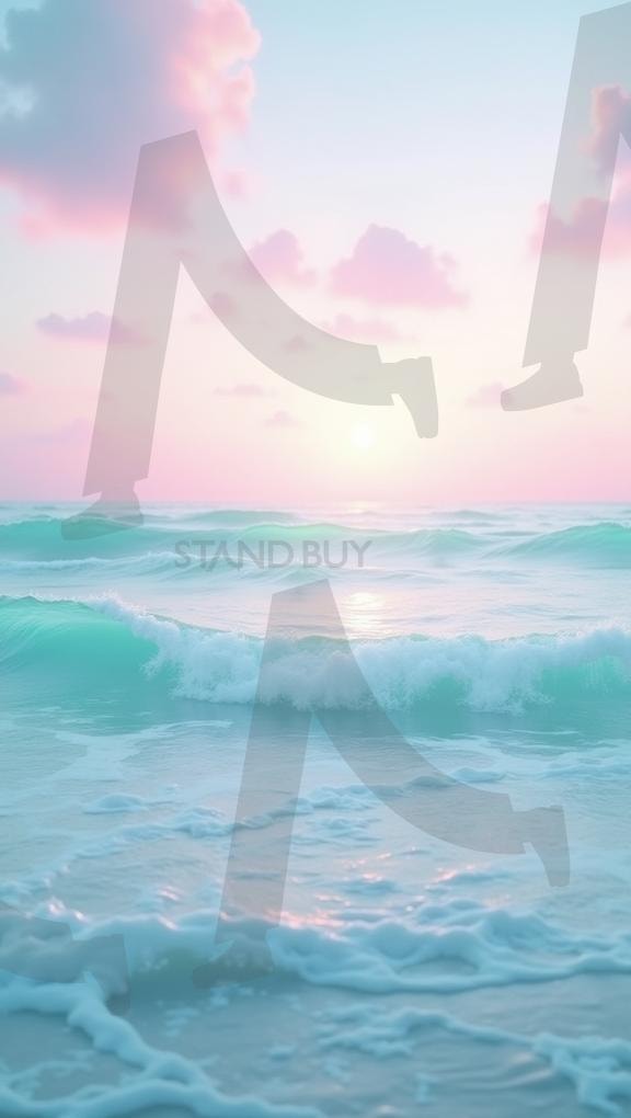 파스텔 파도: 고요한 바다의 꿈_배경화면 | 바다, 핑크, 파스텔, 파도, 잔잔한파도, 핑크바다, 핑크하늘, 핸드폰배경, 배경화면, 배경, ai | 스탠바이 STANDBUY 디지털 콘텐츠