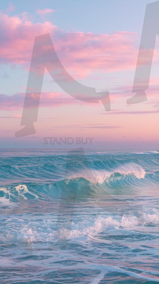 파스텔 파도: 고요한 바다의 꿈_배경화면3 | 핑크, 바다, 핑크하늘, 파도, 파스텔, 배경화면, 핸드폰, ai | 스탠바이 STANDBUY 디지털 콘텐츠