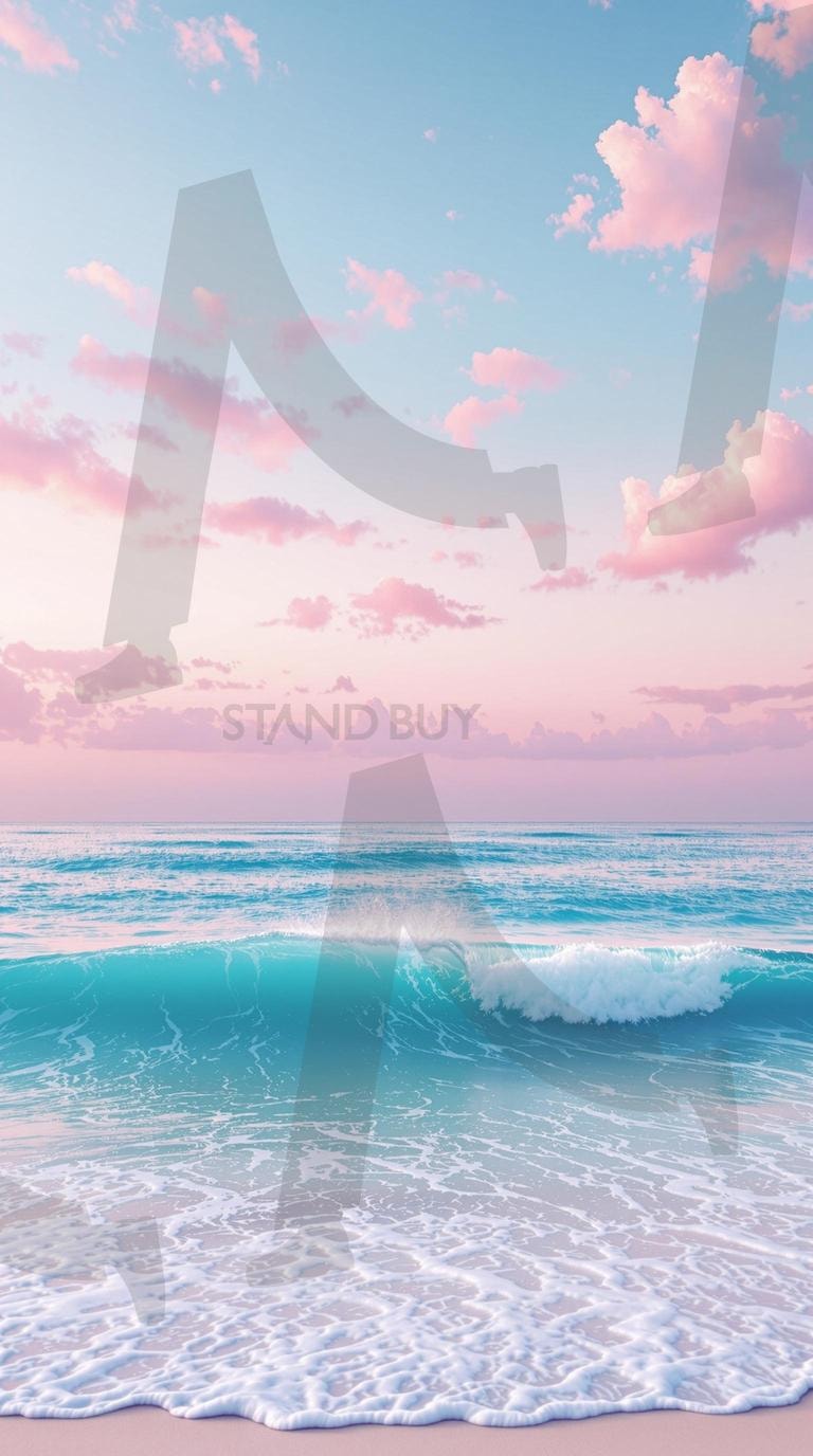 파스텔 파도: 고요한 바다의 꿈_배경화면1 | 파스텔, 바다, 파스텔바다, 핸드폰배경, 배경화면, 핑크하늘, 핑크, ai | 스탠바이 STANDBUY 디지털 콘텐츠
