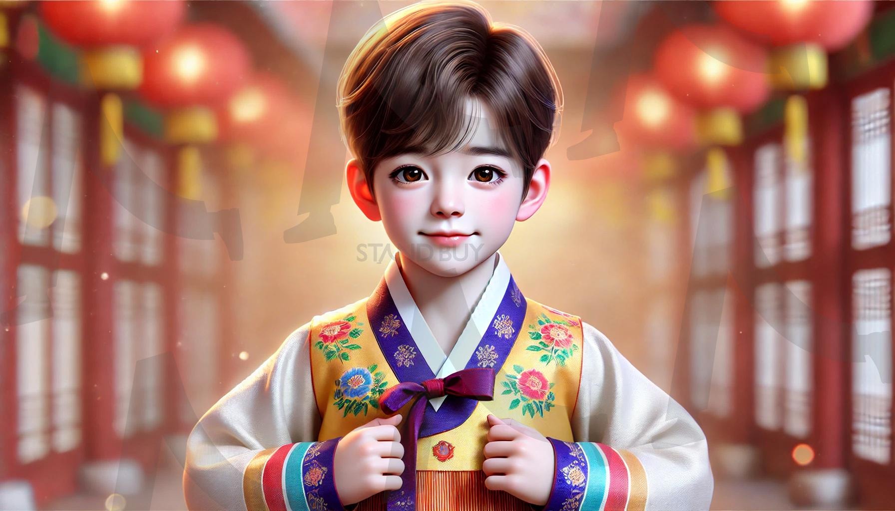 설날 이미지 한복 새해 복 많이 받으세요 | 설날, 새해복많이받으세요, 한복, 세배, 새해인사, 새해인사말, 사람, 남자, 귀여운, ai | 스탠바이 STANDBUY 디지털 콘텐츠