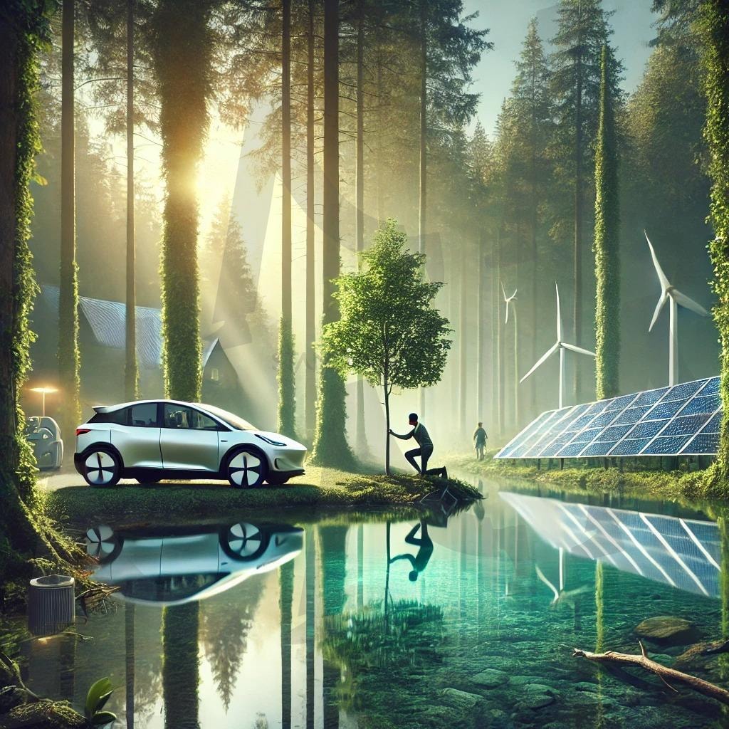 미래 전기차와 자연의 조화로움 | 전기차, 자연, 숲, 인공지능, 미래, 풍경, 배경이미지 | 스탠바이 STANDBUY 디지털 콘텐츠