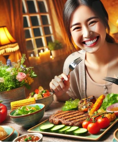 맛있게 식사하는 여성 | 식사, 요리, 음식, 배경이미지, 여자 | 스탠바이 STANDBUY 디지털 콘텐츠