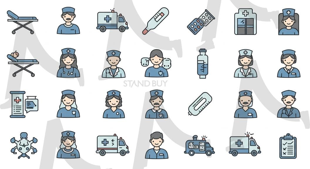 병원관련 아이콘 | ai, 병원아이콘, 아이콘, 대학병원, 종합병원, 간호사, 의사, 환자, 병원행정, 병원직원 | 스탠바이 STANDBUY 디지털 콘텐츠