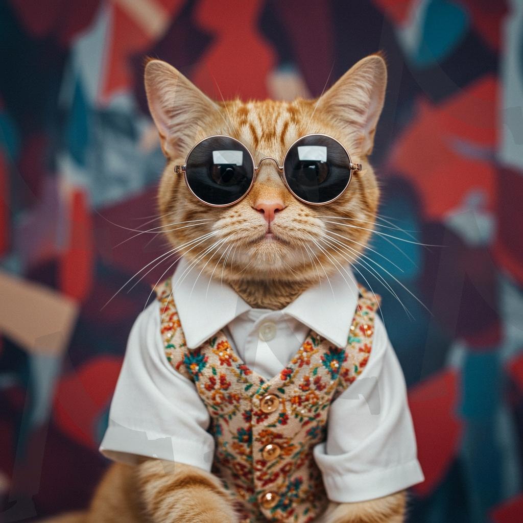고양이 | fashion cat wearing sunglasses, ai, cat, fashion, 고양이, 패션, 패션고양이 | 스탠바이 STANDBUY 디지털 콘텐츠