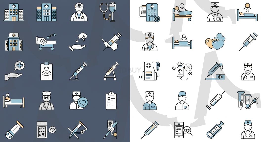 병원관련 아이콘 | ai, 병원, 병원아이콘, 대학병원, 종합병원, 개인병원, 환자, 의사, 간호사, 간호조무사, 아이콘묶음, 아이콘 | 스탠바이 STANDBUY 디지털 콘텐츠