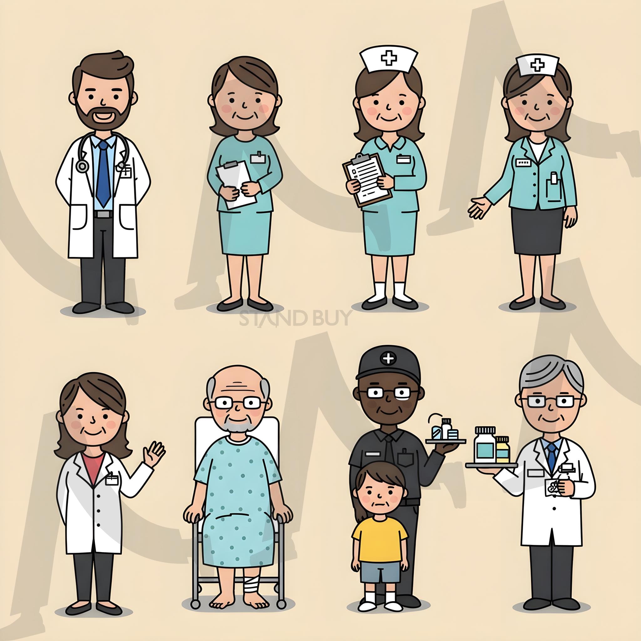 병원 캐릭터 | ai, 의사, 간호사, 보안, 병원직원 | 스탠바이 STANDBUY 디지털 콘텐츠