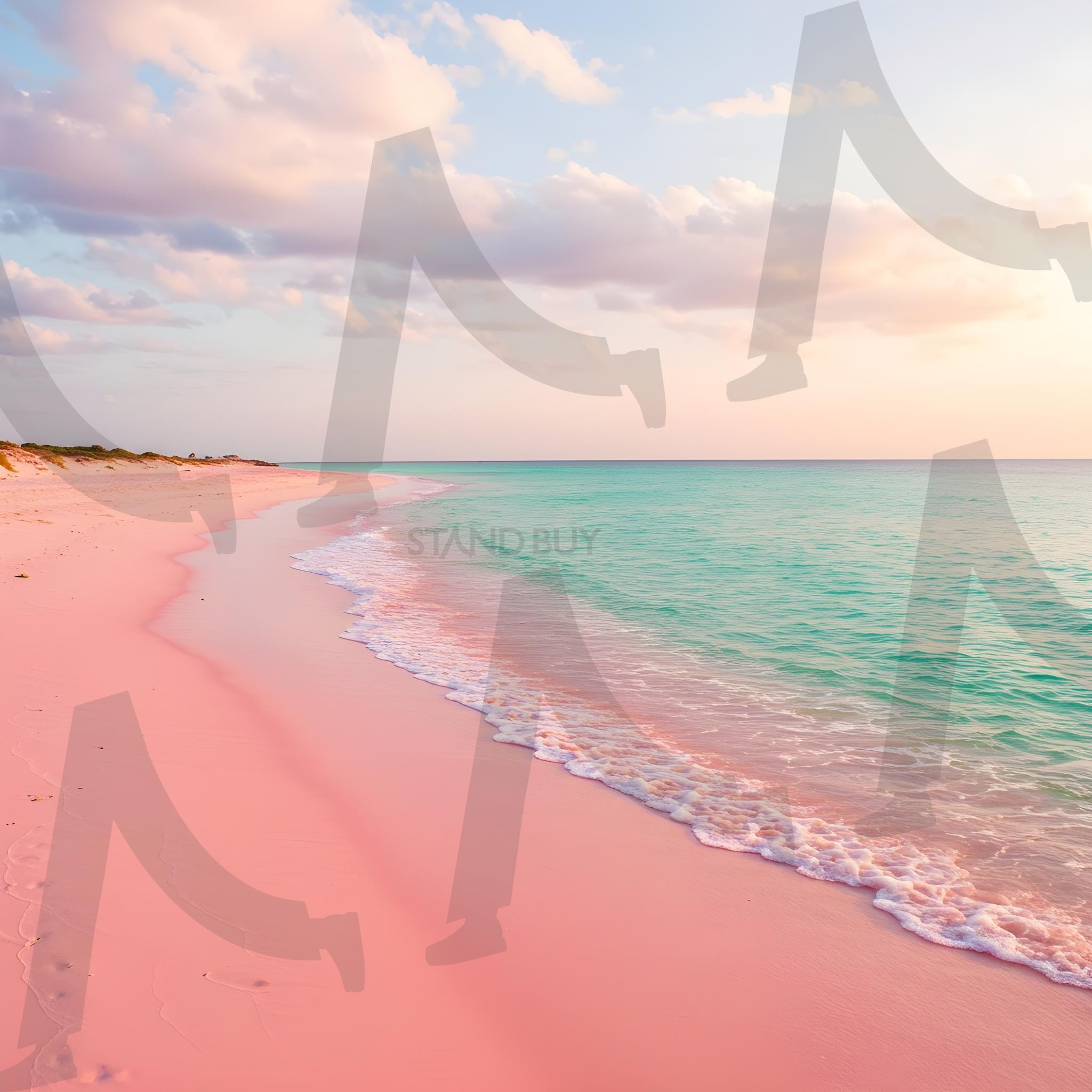 해변가 | 파도, pink, beach, sea, 바닷가, 바다, 해수욕장, 휴양지, 휴식, 구름, ai | 스탠바이 STANDBUY 디지털 콘텐츠