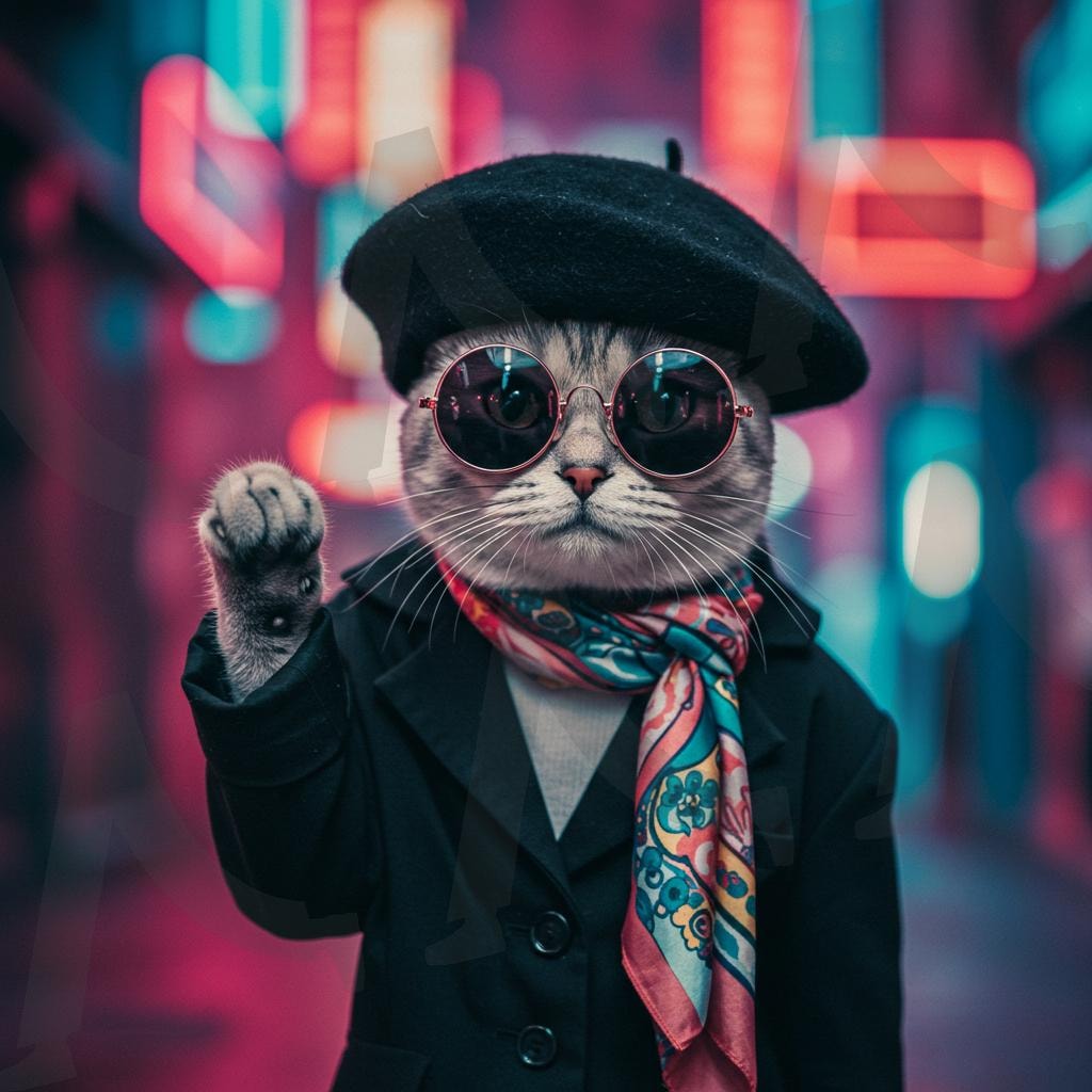 패션고양이 | fashion cat wearing sunglasses, cat, fashion, 고양이, 패션, ai | 스탠바이 STANDBUY 디지털 콘텐츠
