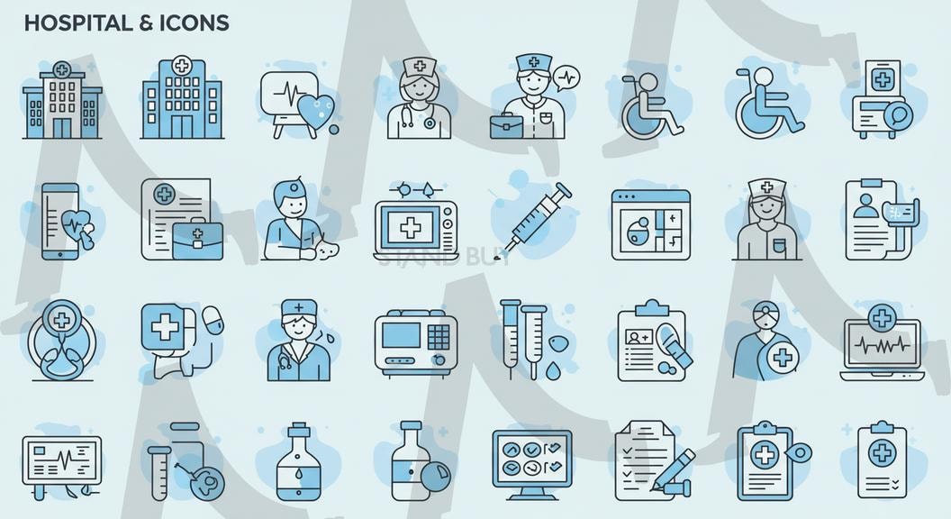 병원관련 아이콘 | ai, 병원아이콘, 병원, 대학병원, 종합병원, 개인병원, 간호사, 의사, 환자, 간호조무사, 병원행정, 병원직원 | 스탠바이 STANDBUY 디지털 콘텐츠