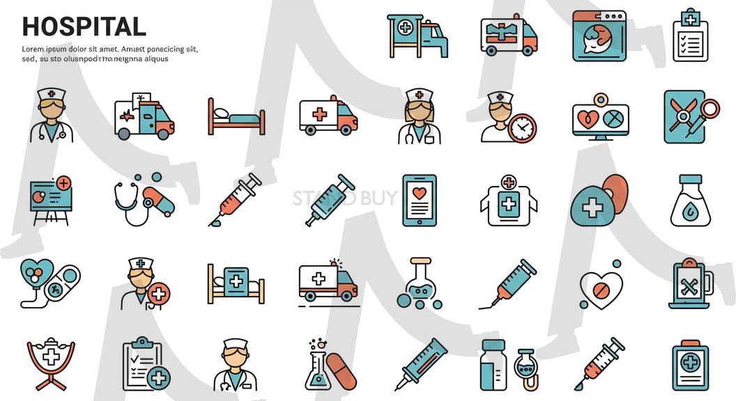 병원관련 아이콘 | ai, 병원, 병원아이콘, 간호사, 환자, 의사, 간호조무사, 대학병원, 종합병원, 개인병원, 병원직원 | 스탠바이 STANDBUY 디지털 콘텐츠