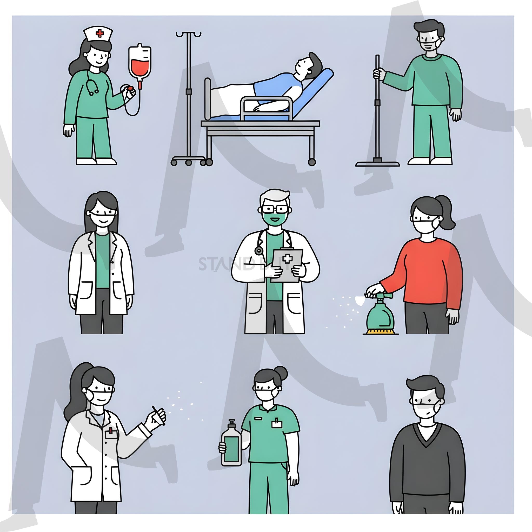 병원 캐릭터 | ai, 병원, 환자, 간호사, 의사, 병원직원 | 스탠바이 STANDBUY 디지털 콘텐츠