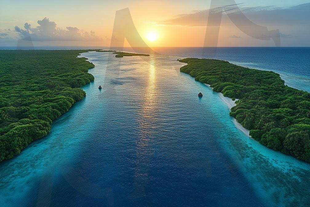 하늘에서 바라본 바다의 풍경,섬,나무 | 자연, 풍경, 바다, 하늘, 섬, 숲, ai | 스탠바이 STANDBUY 디지털 콘텐츠