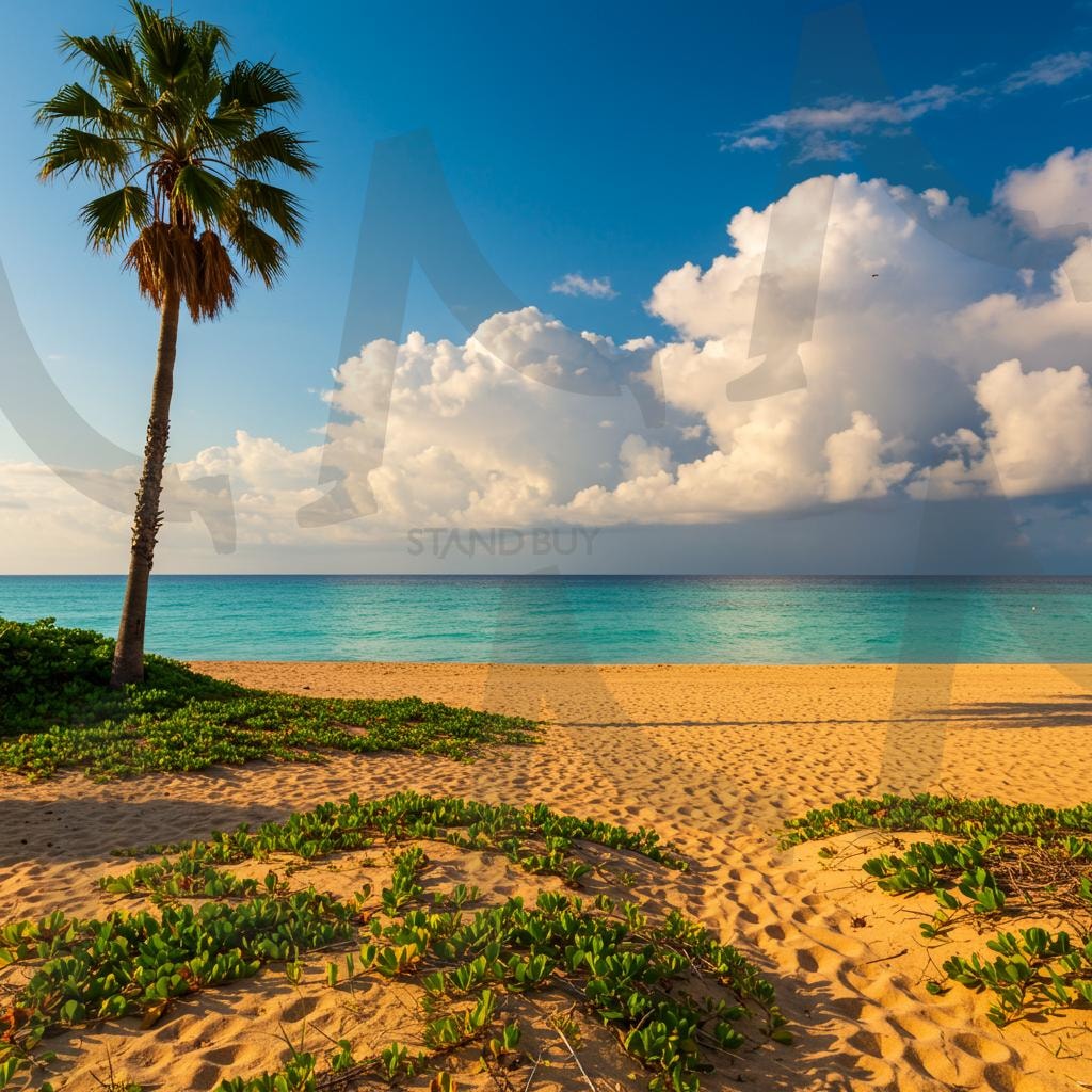 해변가, 바다, 해수욕장 | 해변가, 바다, 해수욕장, 자연풍경, 자연, 나무, 하늘, 구름, 야자수 나무, beach, sea, swimming beach, natural scenery, nature, trees, sky, clouds, palm trees, ai | 스탠바이 STANDBUY 디지털 콘텐츠