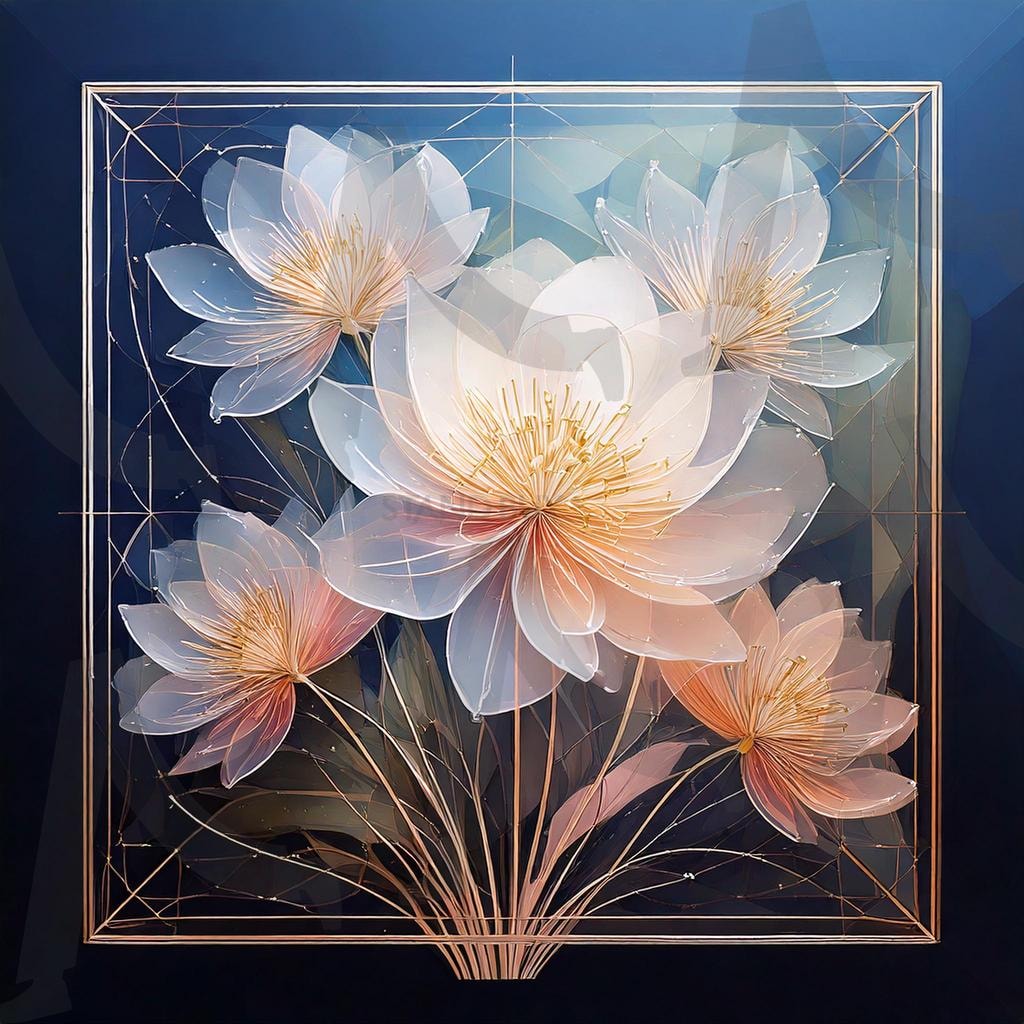 물의 정원 – 수련의 우아함 | ai, 수련, 자연, 아름다움, 디자인, 유리, 우아함, 감정, 감성, 예술작품, 물, 조화, 아트, 섬세함, 자연의아름다움, 모던디자인, 꽃 | 스탠바이 STANDBUY 디지털 콘텐츠