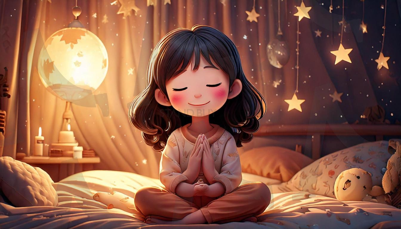 꿈꾸는 방 속, 소녀 | 명상, 소녀, 일러스트, 꿈, 별, 달, 편안함, 디자인, 내면, 내면의평화, 평화, 감성, 모던아트, 사색, 따뜻함, 따뜻한, 분위기, 조명, 희망, 기도, 예수, 귀여운, 캐릭터, 배경화면, ai | 스탠바이 STANDBUY 디지털 콘텐츠