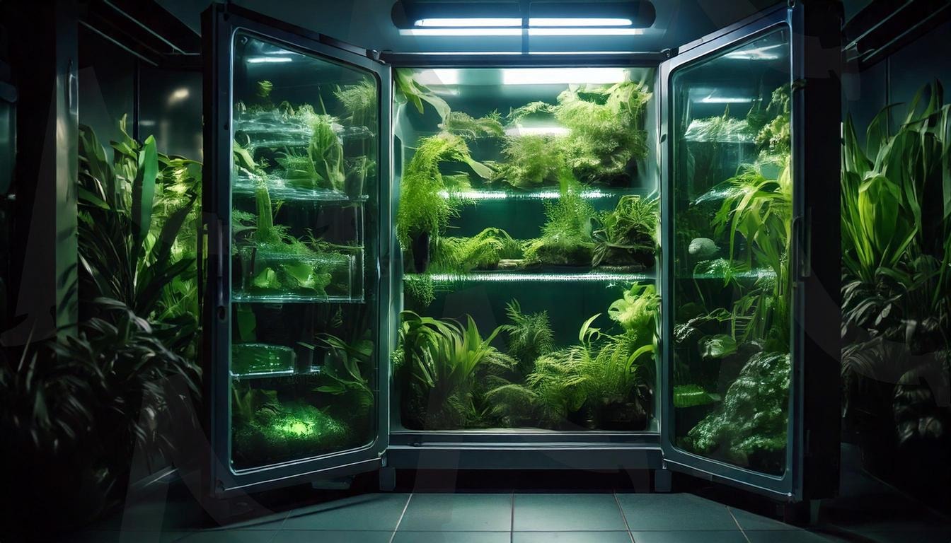 도시 속의 자연 정원 | 도시, 자연, 냉장고, 아포칼립스, 예술, 디자인, 생명, 감성, 모던아트, 신선함, 어둠, 어두운, 몽환, 판타지, 몽환적, 좀비, 비밀, 창고, 배경화면, 실험, 실험실, 치료제, 치료, ai | 스탠바이 STANDBUY 디지털 콘텐츠