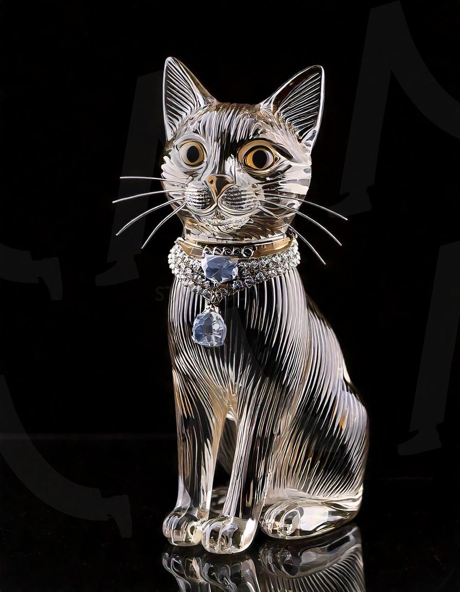 우아한 크리스탈 고양이 | 고양이, 크리스탈, 투명, 아름다움, 예술, 예술작품, 검은배경, 투명고양이, 다이아, 디자인, 우아함, 조각, 고양이조각, 일러스트, 사랑스러움, 아트, 고급, 고급스러움, 세련됨, 세련, 감성, 모던아트, 장식품, 유리, 글라스, ai | 스탠바이 STANDBUY 디지털 콘텐츠