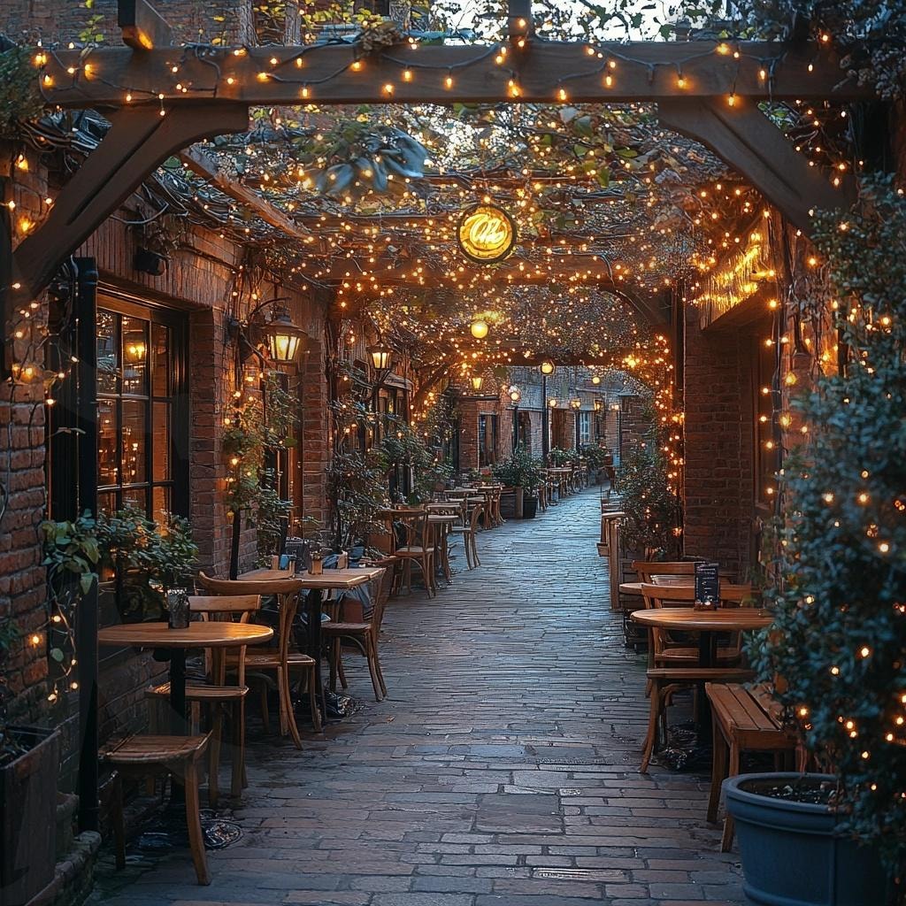 분위기 좋은 카페와 골목길의 모습7 | 풍경, 배경, 카페, 골목길, 길, 분위기, ai | 스탠바이 STANDBUY 디지털 콘텐츠