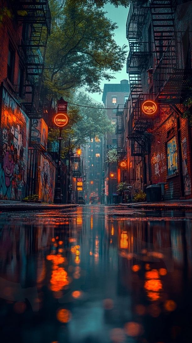 다양한 골목길의 모습 7 | 풍경, 배경, 환경, 길, 골목길, 거리, ai | 스탠바이 STANDBUY 디지털 콘텐츠
