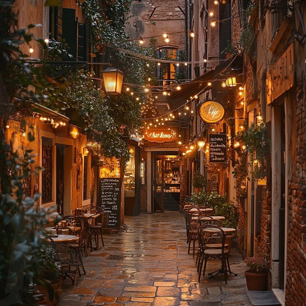 분위기 좋은 카페와 골목길의 모습13 | 풍경, 배경, 카페, 골목길, 길, 분위기, ai | 스탠바이 STANDBUY 디지털 콘텐츠