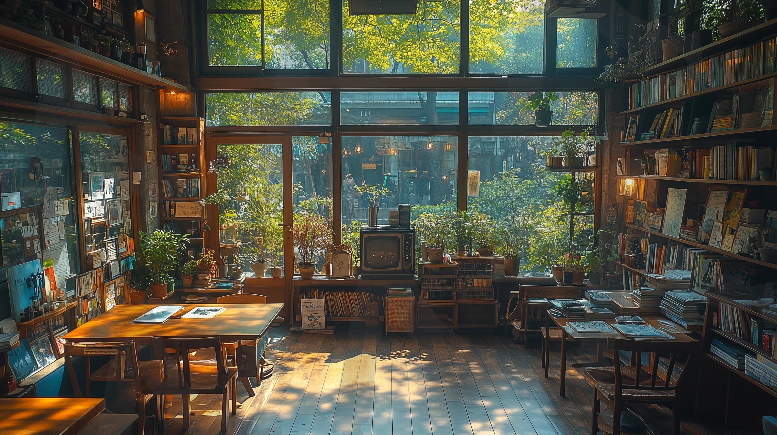 분위기 있는 카페의 모습(초고화질) | 배경, 풍경, 카페, 따뜻한, 고화질, 실내, 나무, ai | 스탠바이 STANDBUY 디지털 콘텐츠