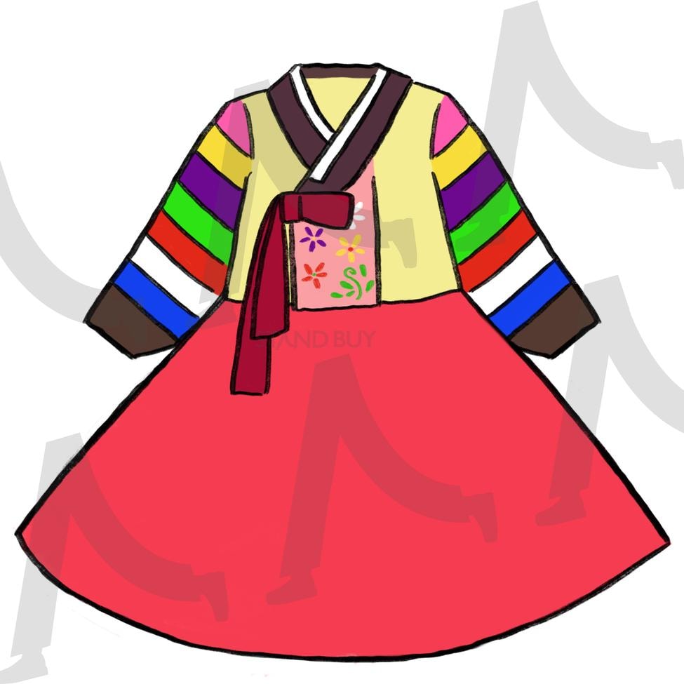 치마 색동한복 | 한복, 전통, 명절, 한국, 색동저고리, 드로잉, 그림, 일러스트 | 스탠바이 STANDBUY 디지털 콘텐츠