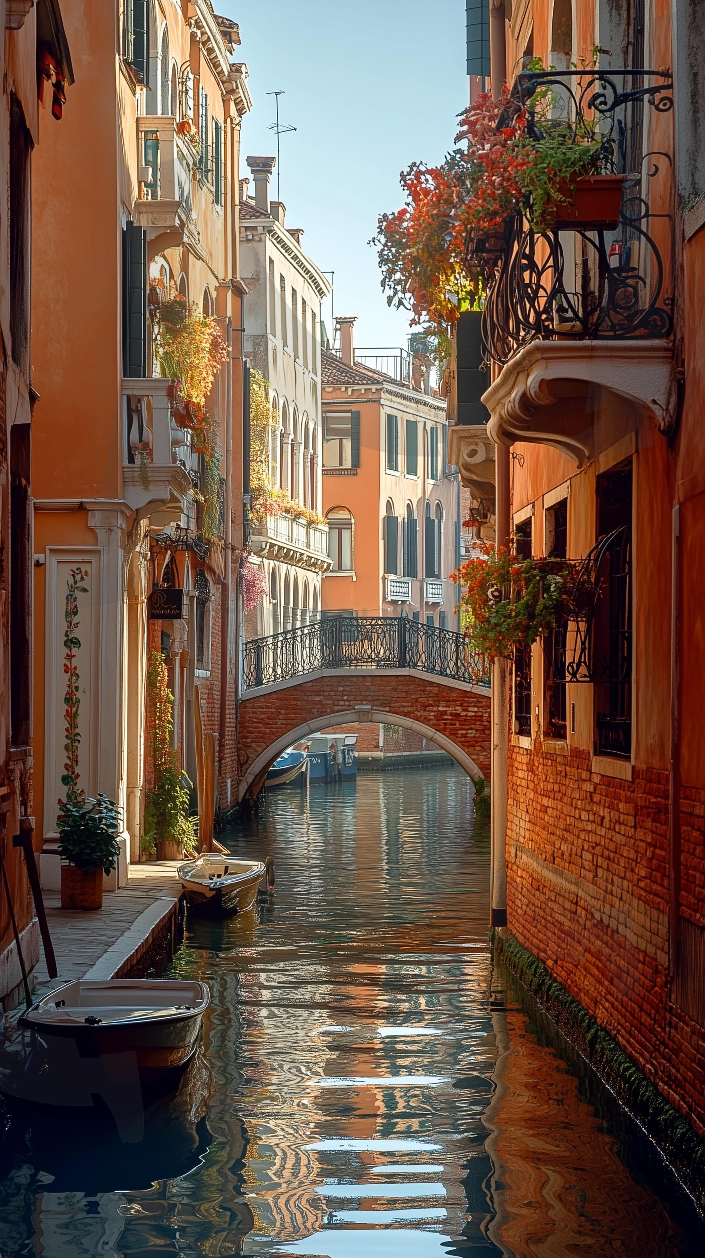 베네치아의 골목길 | 풍경, 배경, 환경, 배경화면, 물, 이탈리아, 배, 골목길, 길, 따뜻한, 아늑한, 분위기, ai | 스탠바이 STANDBUY 디지털 콘텐츠