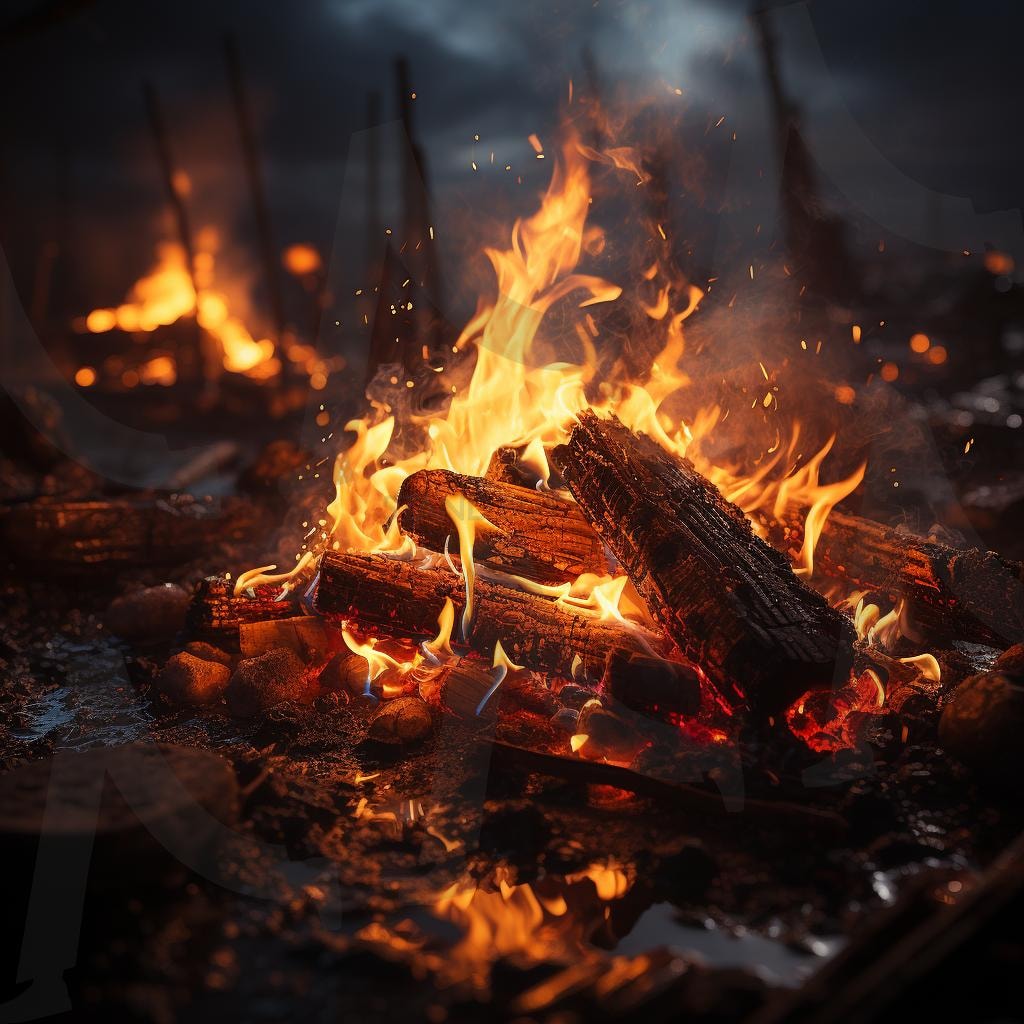 활활타오르는 모닥불 | 불멍, 화로, 모닥불, 불, 겨울, 가을, 장작, ai | 스탠바이 STANDBUY 디지털 콘텐츠