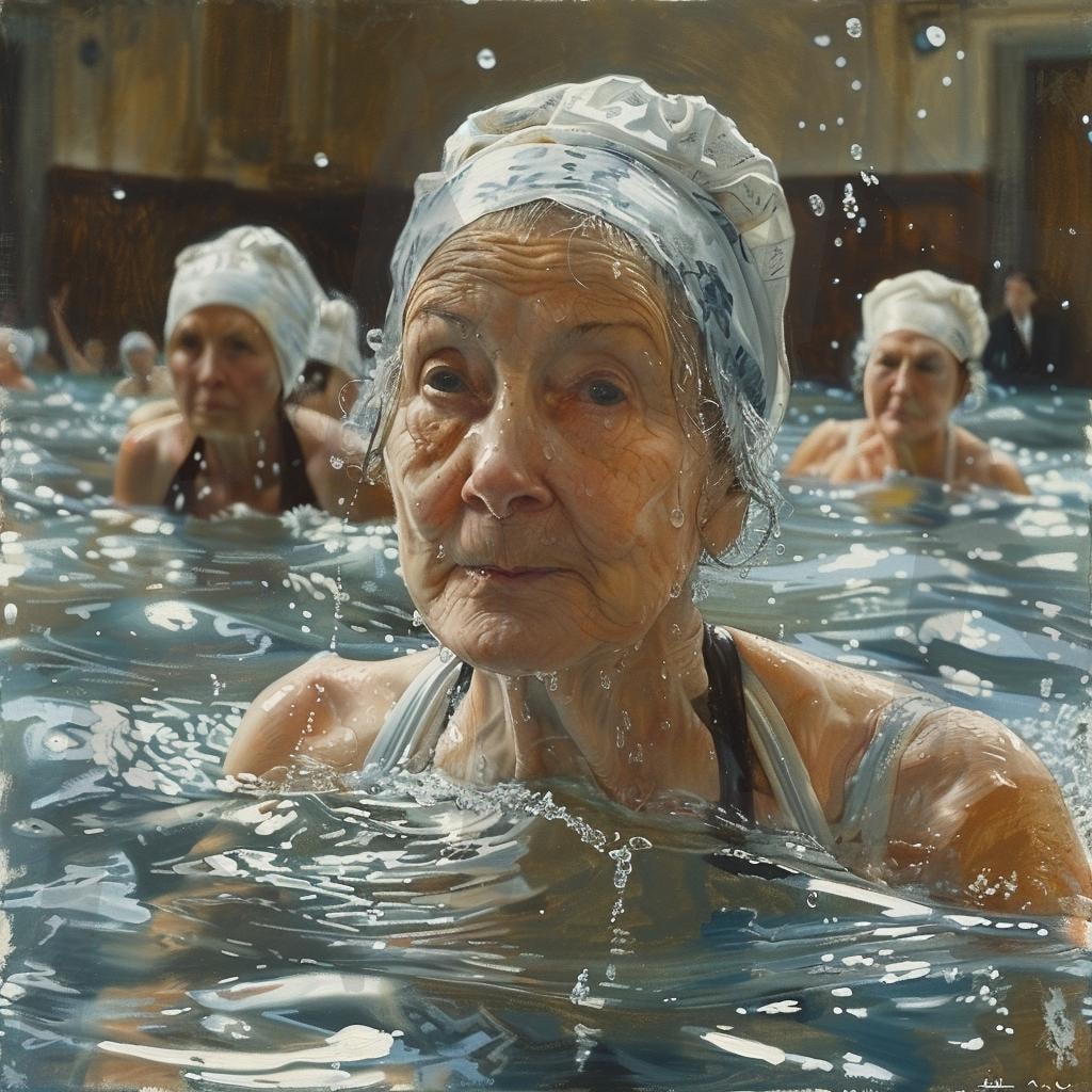 할머니 | 할머니, 노년, 수영, 믈, 운동, ai | 스탠바이 STANDBUY 디지털 콘텐츠