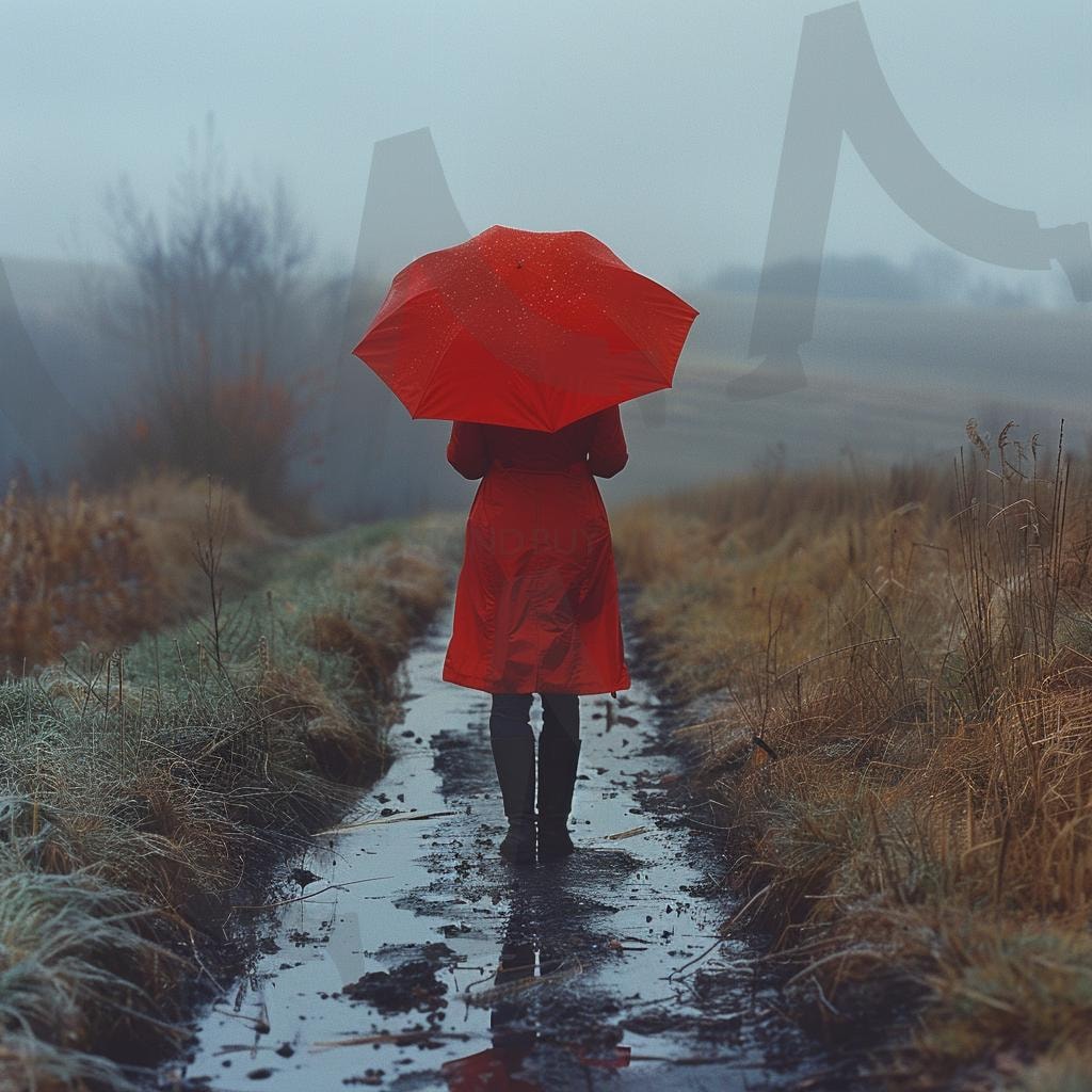 빨간우산 | 빨간우산, 우산, 여자, 시골, 숲, 비, ai | 스탠바이 STANDBUY 디지털 콘텐츠