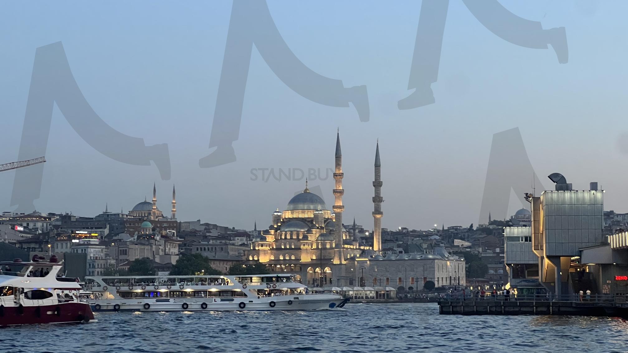 해 지기전 튀르키예 갈라타 다리에서 | 튀르키예, 터키, 갈라타, 갈라타다리, 구시가지, 신시가지, 이스탄불, 낚시 | 스탠바이 STANDBUY 디지털 콘텐츠