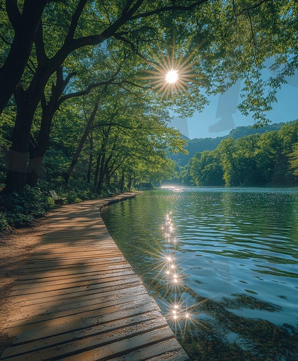 다양한 분위기의 호수가 있는 산책로의 모습 18 | 풍경, 배경, 산책로, 공원, 공원로, 길, ai | 스탠바이 STANDBUY 디지털 콘텐츠