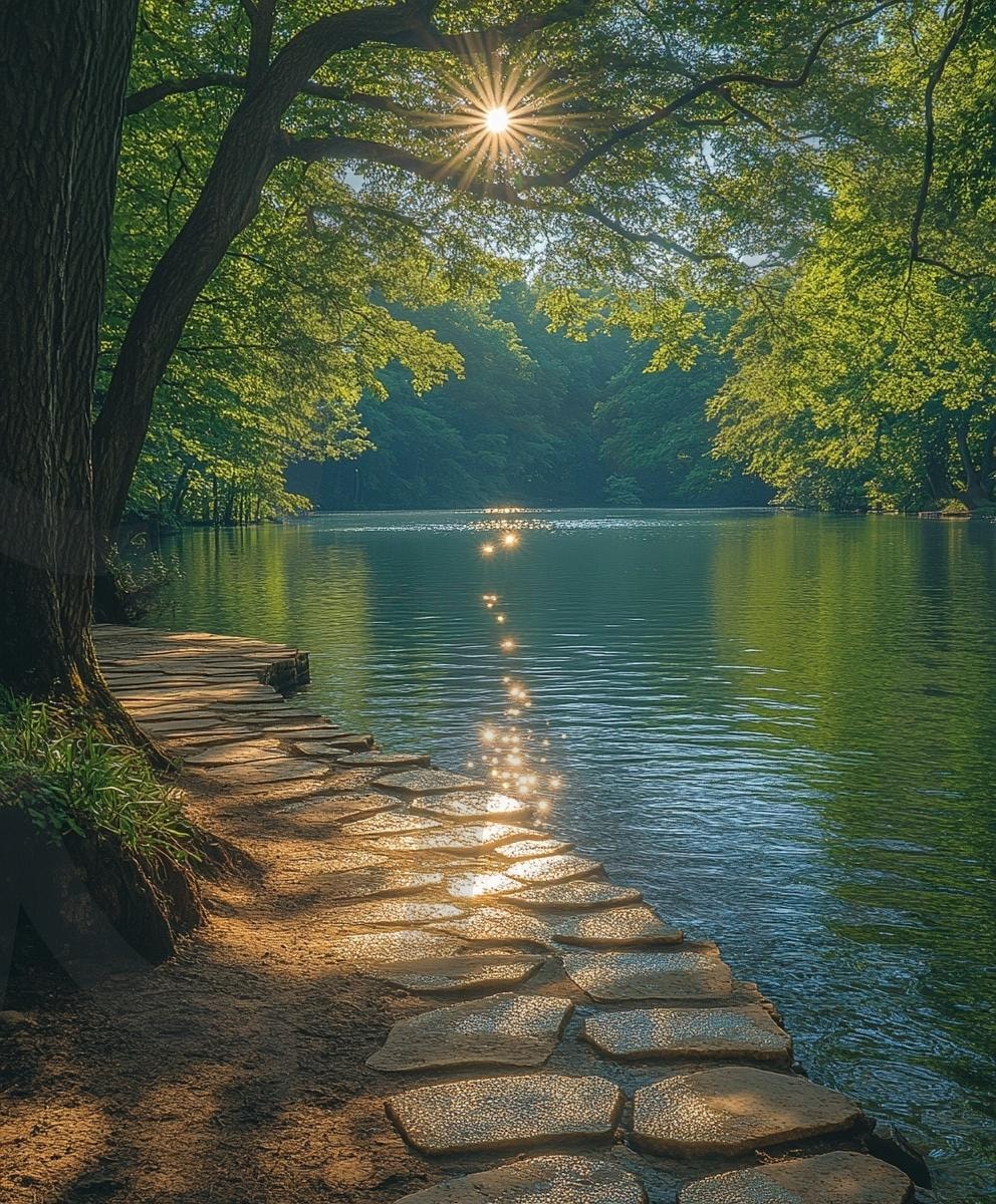 다양한 분위기의 호수가 있는 산책로의 모습 17 | 풍경, 배경, 산책로, 공원, 공원로, 길, ai | 스탠바이 STANDBUY 디지털 콘텐츠