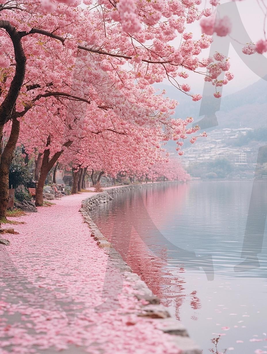 다양한 분위기의 호수가 있는 산책로의 모습 21 | 풍경, 배경, 산책로, 공원, 공원로, 길, ai | 스탠바이 STANDBUY 디지털 콘텐츠