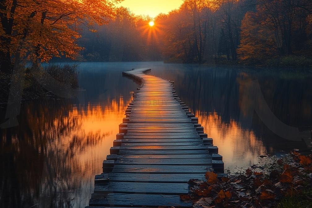 다양한 분위기의 호수가 있는 산책로의 모습 6 | 풍경, 배경, 산책로, 공원, 공원로, 길, ai | 스탠바이 STANDBUY 디지털 콘텐츠
