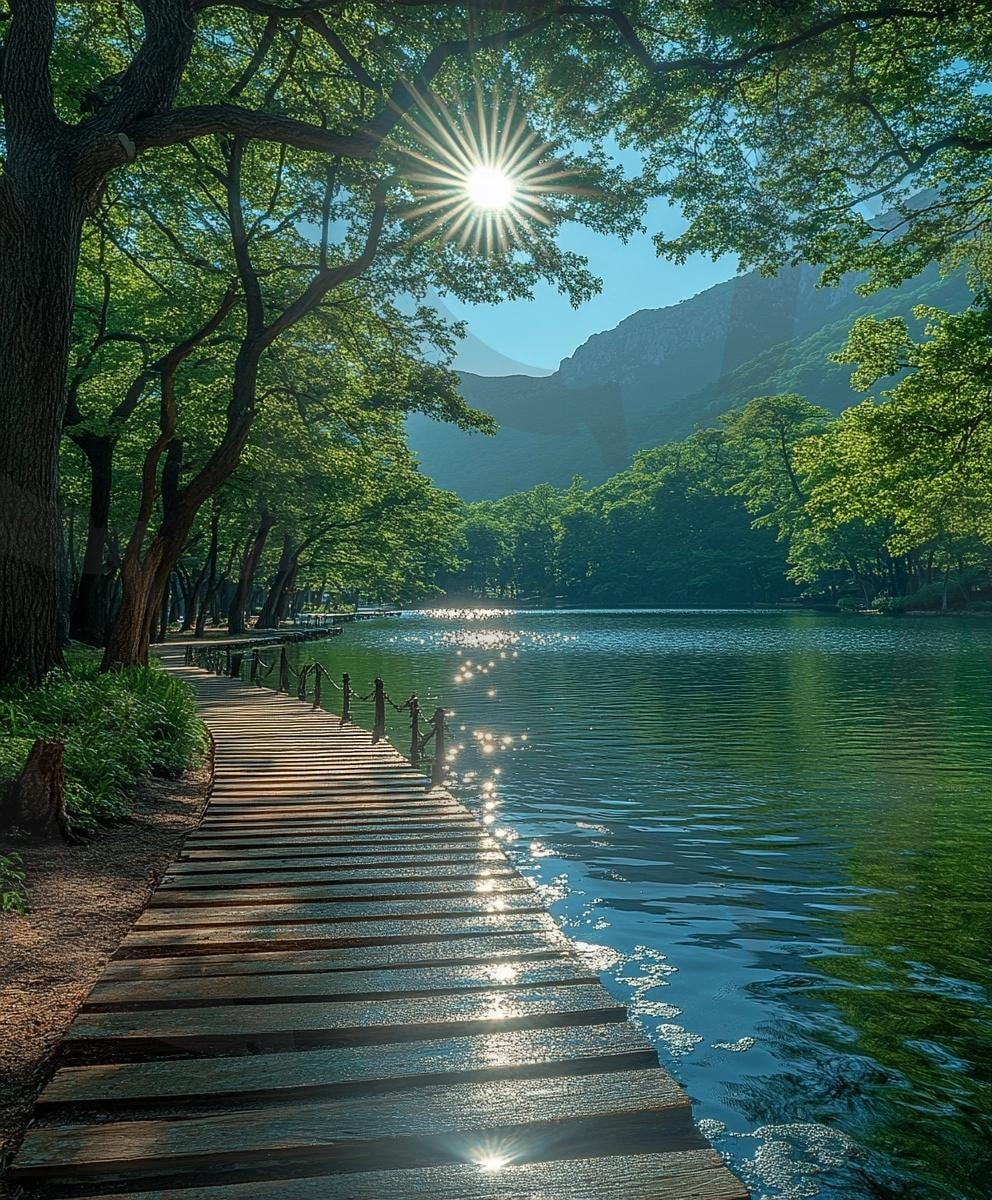 다양한 분위기의 호수가 있는 산책로의 모습 19 | 풍경, 배경, 산책로, 공원, 공원로, 길, ai | 스탠바이 STANDBUY 디지털 콘텐츠