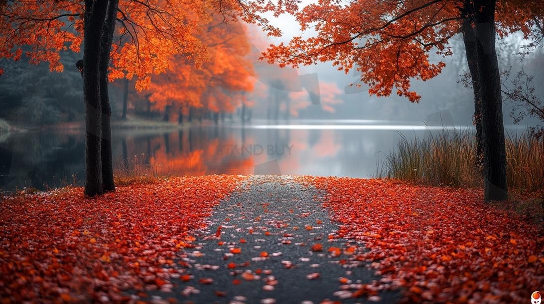 다양한 분위기의 호수가 있는 산책로의 모습 10 | 풍경, 배경, 산책로, 공원, 공원로, 길, ai | 스탠바이 STANDBUY 디지털 콘텐츠