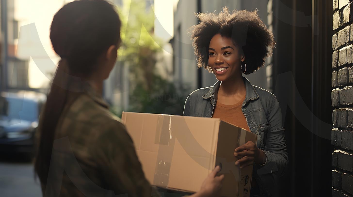 친구가 상자를 옮기는 것을 돕는 20대 흑인 여성, 캐주얼한 옷을 입고 편안한 분위기, 솔직한 순간, 자연광, 따뜻한 설정, 사실적인 디테일, 미묘한 그림자, 사진, 일광. | 친구가 상자를 옮기는 것을 돕는 20대 흑인 여성, 캐주얼한 옷을 입고 편안한 분위기, 솔직한 순간, 자연광, 따뜻한 설정, 사실적인 디테일, 미묘한 그림자, 사진, 일광., ai | 스탠바이 STANDBUY 디지털 콘텐츠