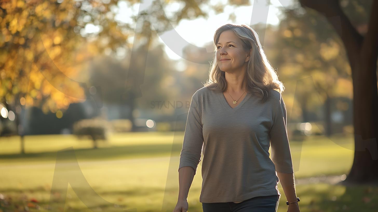 40대 백인 여성이 캐주얼한 옷을 입고 편안한 분위기, 솔직한 순간, 자연 채광, 따뜻한 환경, 사실적인 디테일, 미묘한 그림자, 사진, 일광을 입고 공원을 걷고 있습니다. | 40대 백인 여성이 캐주얼한 옷을 입고 편안한 분위기, 솔직한 순간, 자연 채광, 따뜻한 환경, 사실적인 디테일, 미묘한 그림자, 사진, 일광을 입고 공원을 걷고 있습니다., ai | 스탠바이 STANDBUY 디지털 콘텐츠