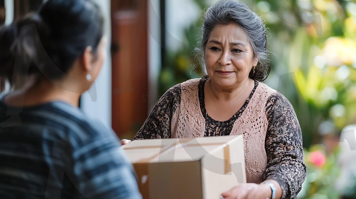 친구가 상자를 옮기는 것을 돕는 중년 라틴계 여성, 캐주얼한 옷을 입고 편안한 분위기, 솔직한 순간, 자연광, 따뜻한 환경, 사실적인 디테일, 미묘한 그림자, 사진, 일광. | 친구가 상자를 옮기는 것을 돕는 중년 라틴계 여성, 캐주얼한 옷을 입고 편안한 분위기, 솔직한 순간, 자연광, 따뜻한 환경, 사실적인 디테일, 미묘한 그림자, 사진, 일광., ai | 스탠바이 STANDBUY 디지털 콘텐츠