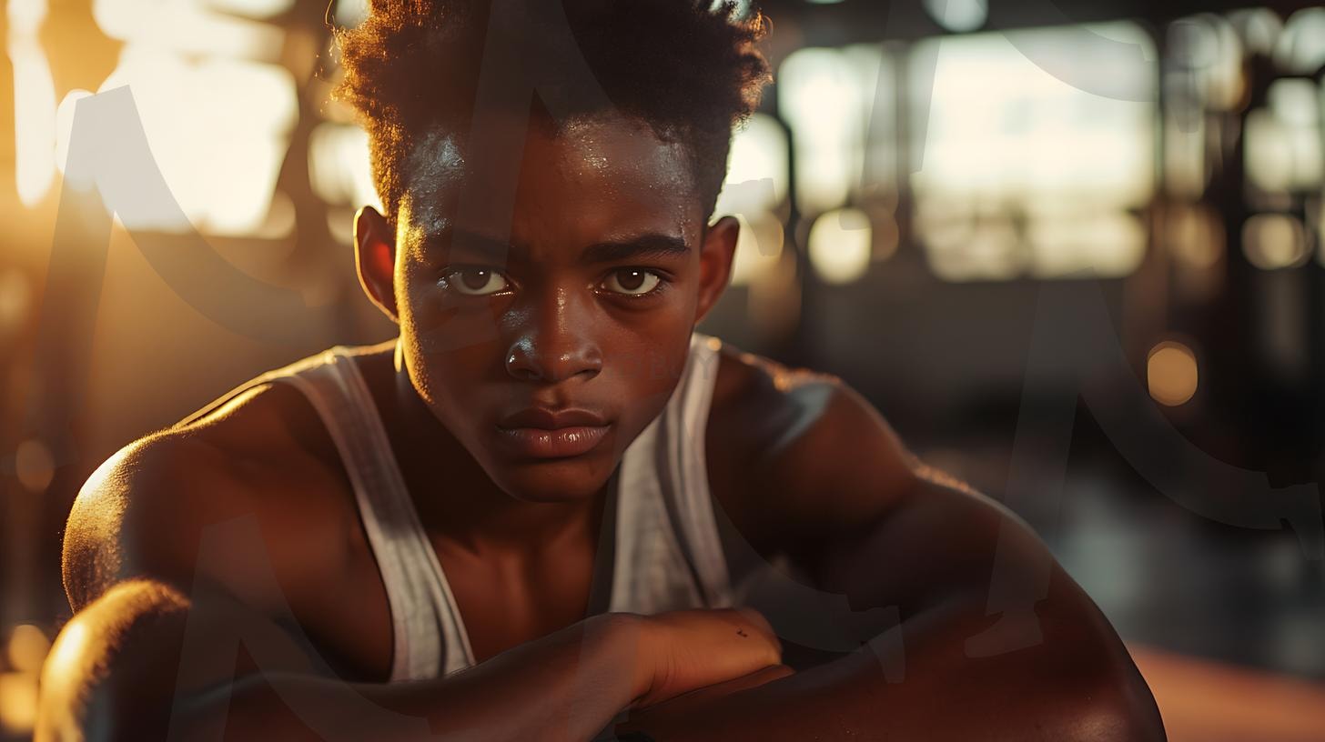 캐주얼한 옷, 편안한 분위기, 솔직한 순간, 자연 채광, 따뜻한 환경, 사실적인 디테일, 미묘한 그림자, 사진, 일광을 입고 체육관에서 운동하는 아프리카 10대 소년. | 캐주얼한 옷, 편안한 분위기, 솔직한 순간, 자연 채광, 따뜻한 환경, 사실적인 디테일, 미묘한 그림자, 사진, 일광을 입고 체육관에서 운동하는 아프리카 10대 소년., ai | 스탠바이 STANDBUY 디지털 콘텐츠