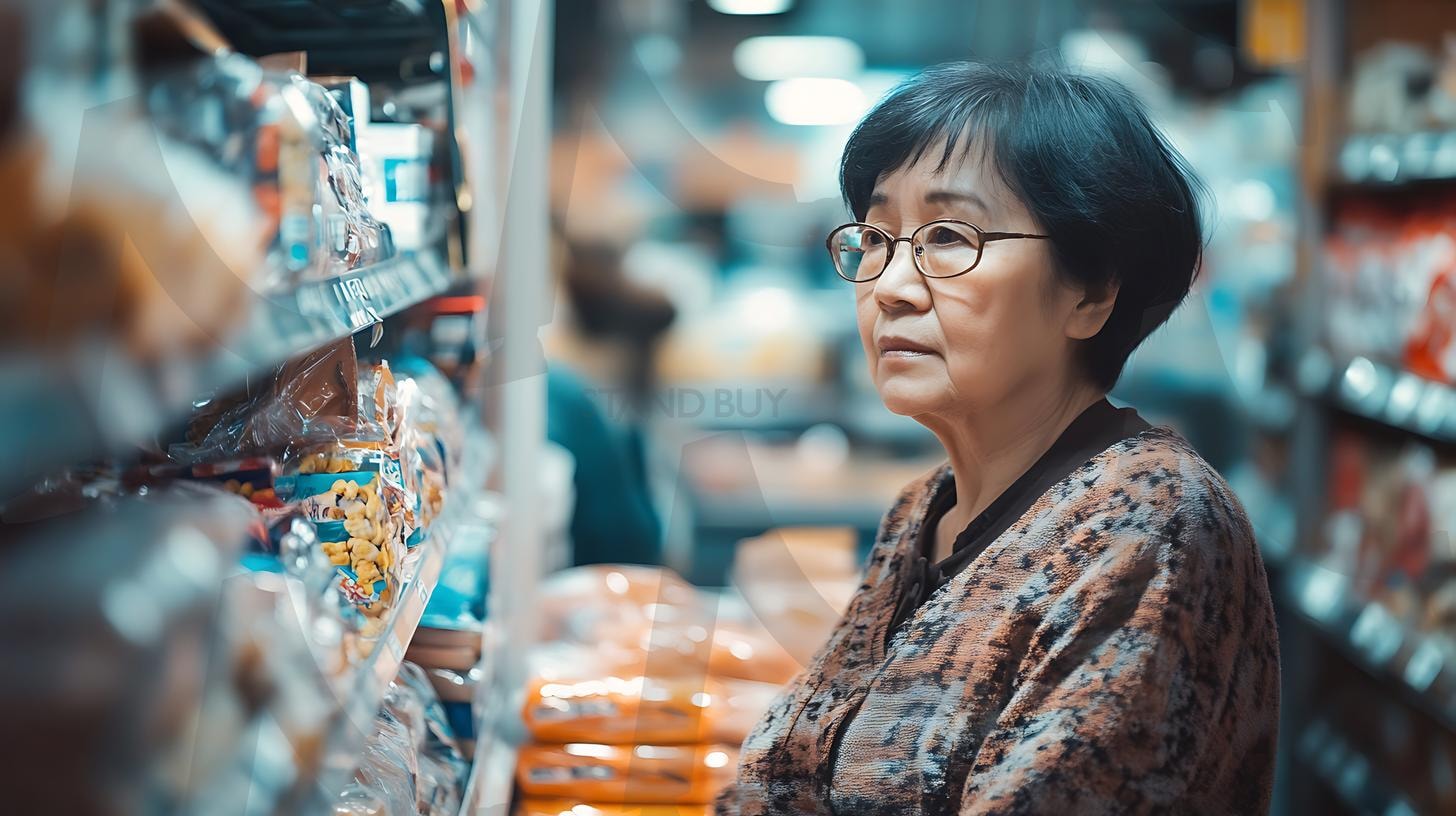 캐주얼한 옷을 입고 편안한 분위기, 솔직한 순간, 자연 채광, 따뜻한 분위기, 사실적인 디테일, 미묘한 그림자, 사진, 일광을 입고 매장에서 쇼핑하는 동아시아 고위 여성. | 캐주얼한 옷을 입고 편안한 분위기, 솔직한 순간, 자연 채광, 따뜻한 분위기, 사실적인 디테일, 미묘한 그림자, 사진, 일광을 입고 매장에서 쇼핑하는 동아시아 고위 여성., ai | 스탠바이 STANDBUY 디지털 콘텐츠
