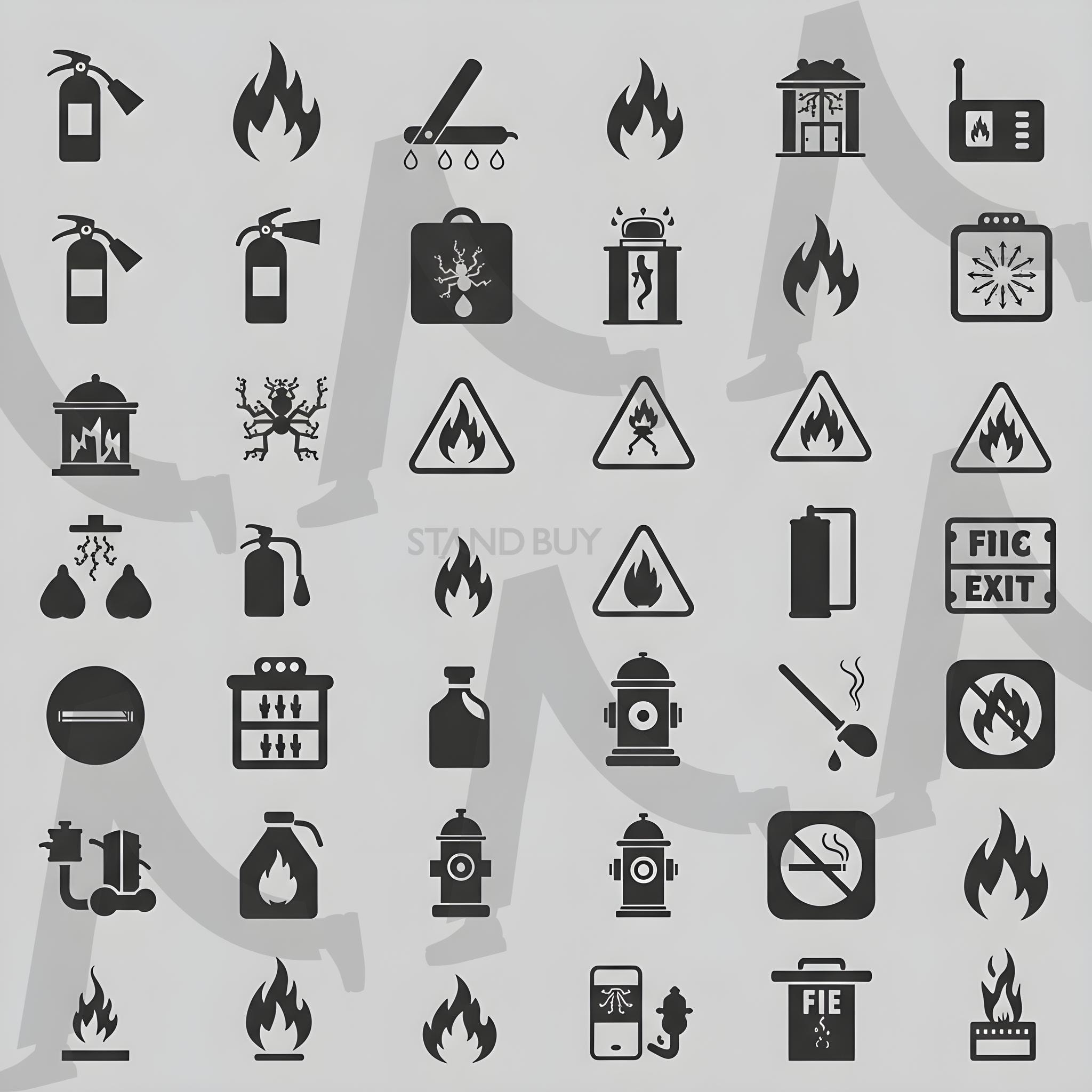 화재아이콘 | 화재, 화재예방, 아이콘, 소화기, 소화전, 불, 산불, 비상벨, 비상약, 구급차, 119, ai | 스탠바이 STANDBUY 디지털 콘텐츠