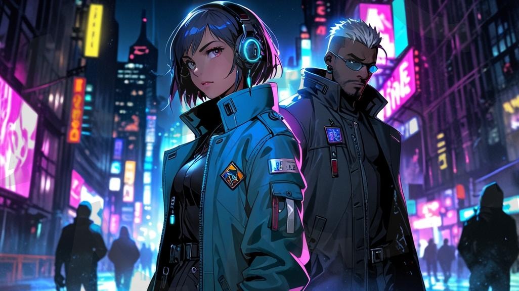 캐릭터사진 | 사이버, 사이펑크, 음악, 미래도시, 남자, 여자, 캐릭터, ai | 스탠바이 STANDBUY 디지털 콘텐츠