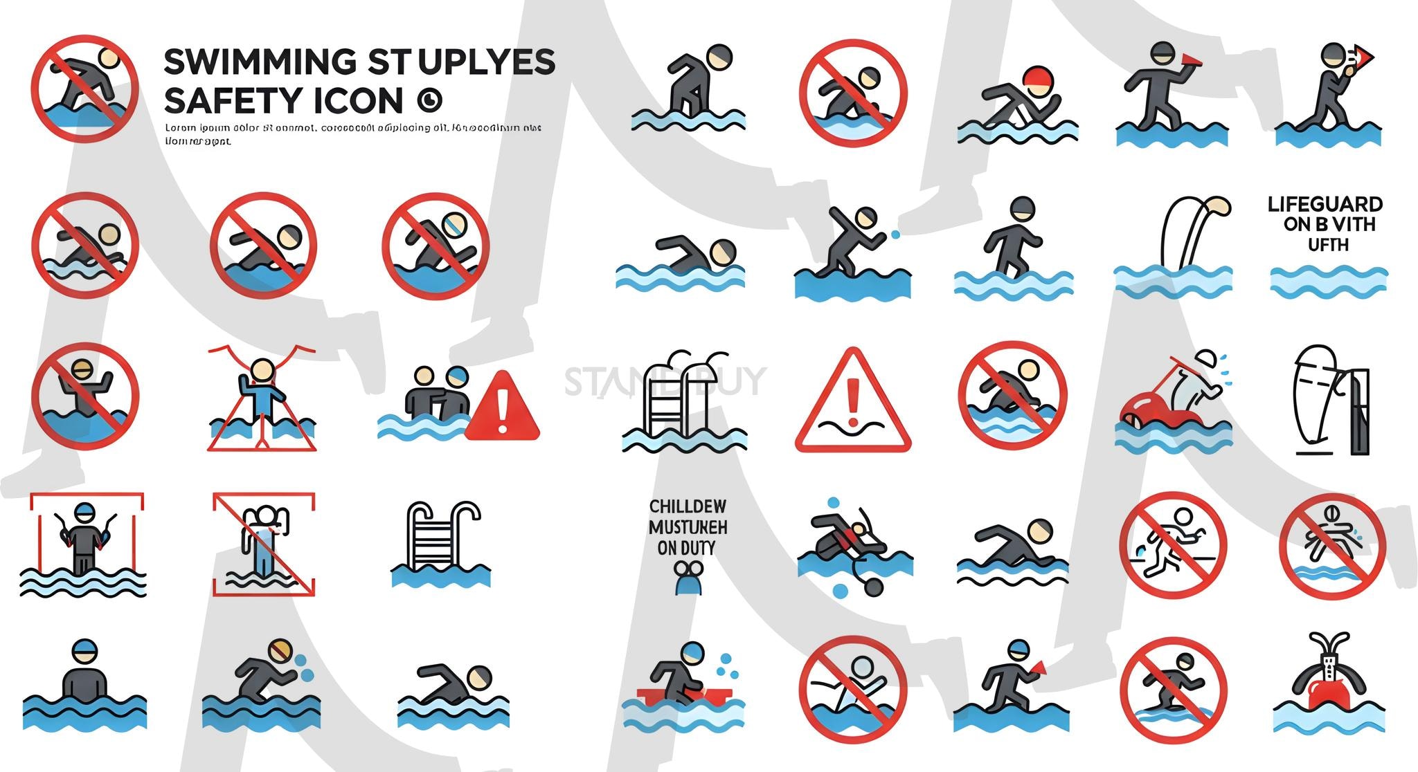 수영금지 | 수영, 바다, 금지, 안내문구, 안내판, 표지판, 금지표지판, 수영금지, ai | 스탠바이 STANDBUY 디지털 콘텐츠