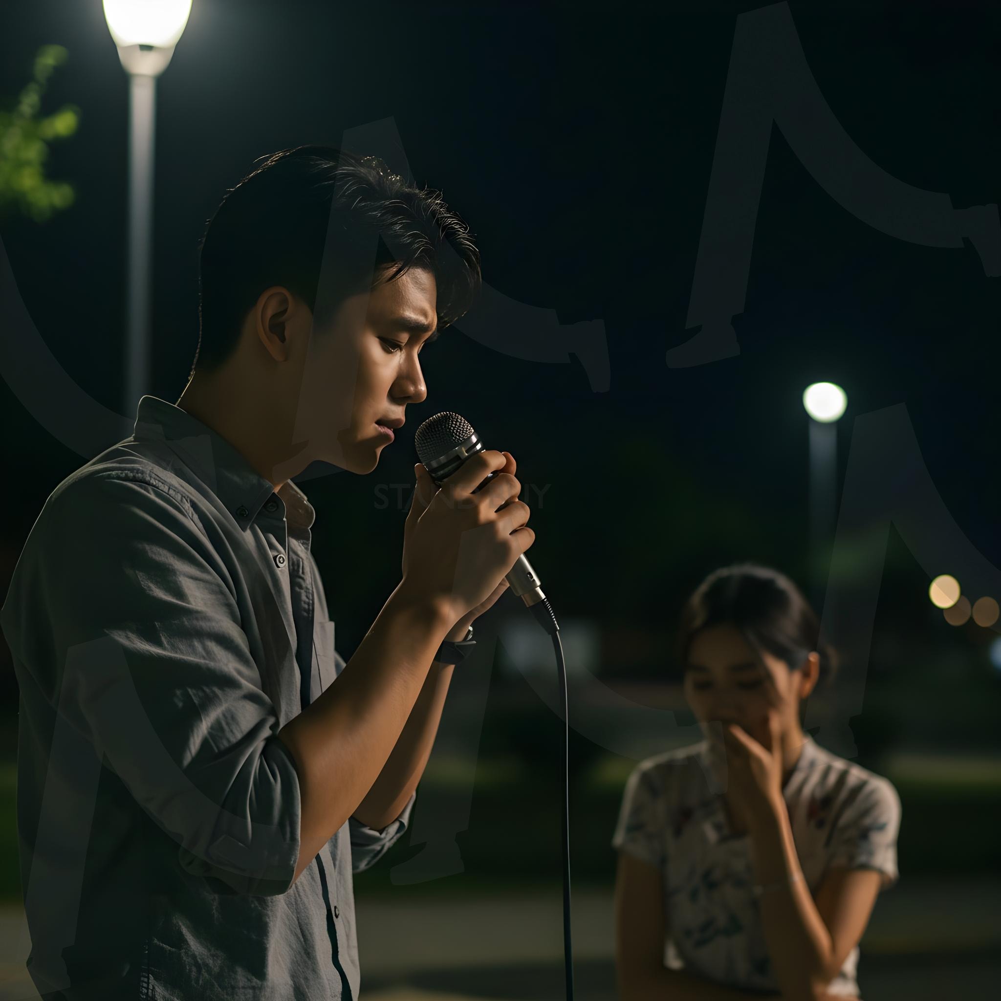 노래 | 연인, 커플, 가로등, 가로등 밑, 노래, 슬픔, ai | 스탠바이 STANDBUY 디지털 콘텐츠